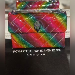 KURT GEIGER LONDON Kensington Medium Rainbow Glitter Quilted Crossbody